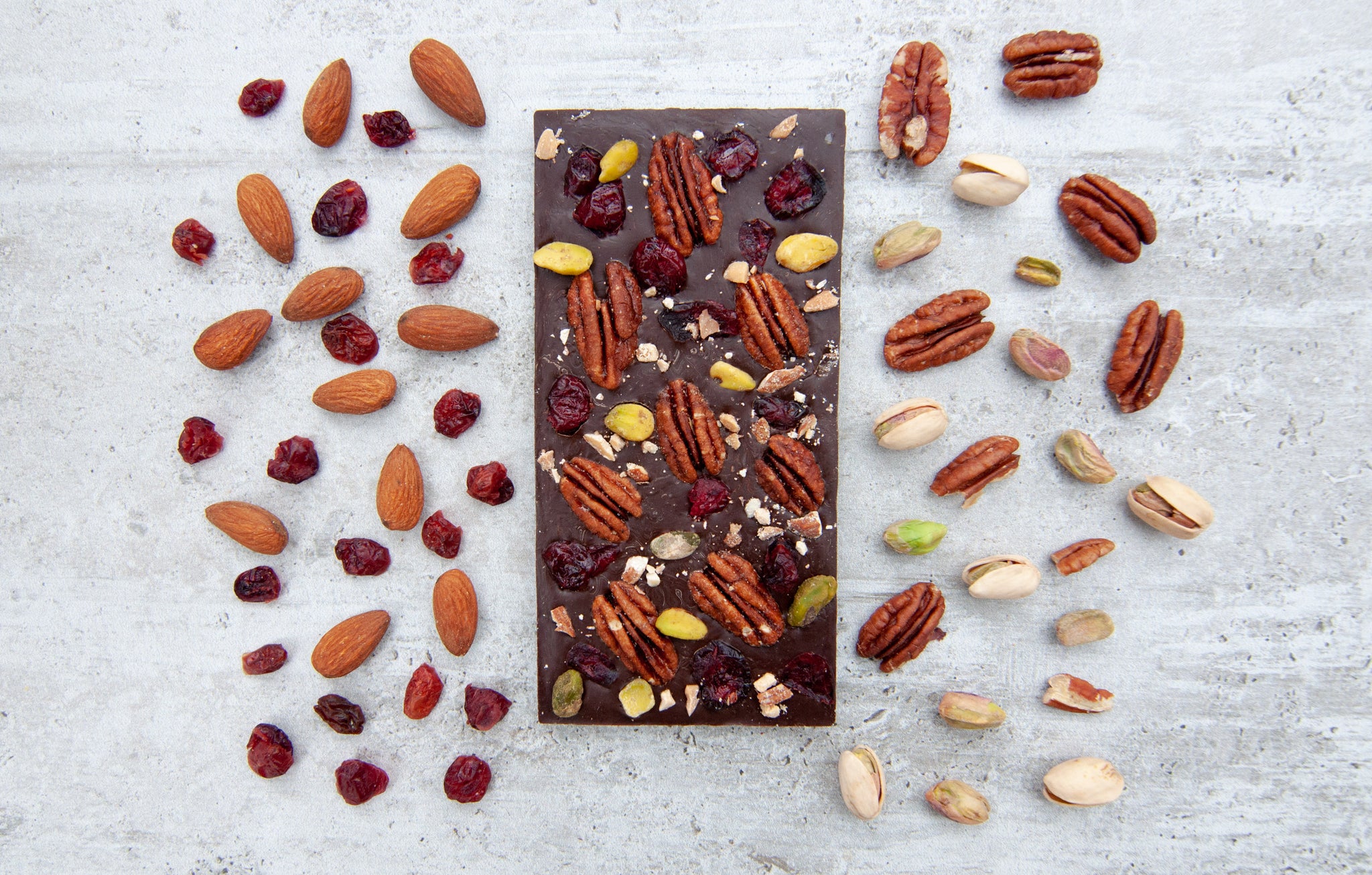 Tayly Decadent Dark Chocolate Nut Bar - Pecan, Pistachio, Almond and Cranberry